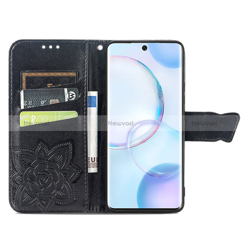 Leather Case Stands Butterfly Flip Cover Holder for Huawei Honor 50 5G