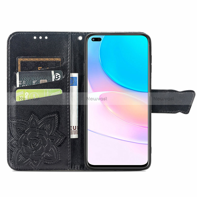 Leather Case Stands Butterfly Flip Cover Holder for Huawei Honor 50 Lite