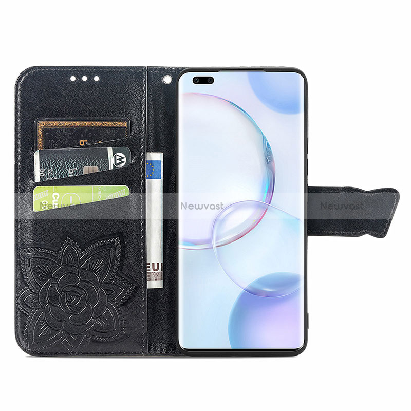 Leather Case Stands Butterfly Flip Cover Holder for Huawei Honor 50 Pro 5G