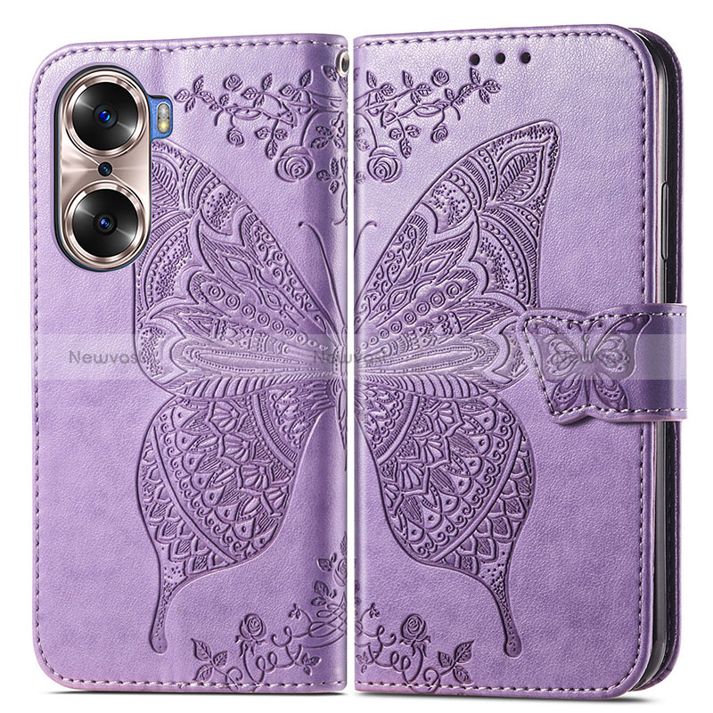 Leather Case Stands Butterfly Flip Cover Holder for Huawei Honor 60 Pro 5G