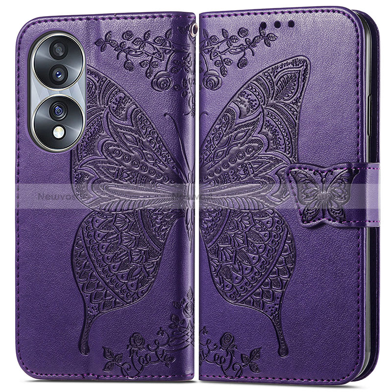 Leather Case Stands Butterfly Flip Cover Holder for Huawei Honor 70 5G