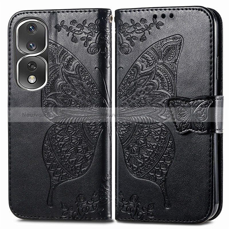 Leather Case Stands Butterfly Flip Cover Holder for Huawei Honor 80 Pro 5G