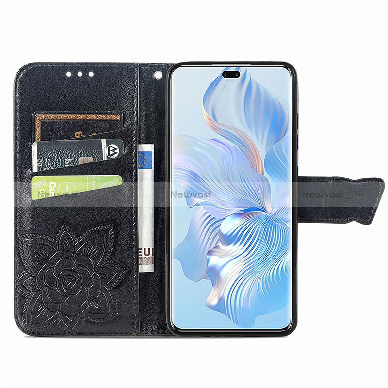 Leather Case Stands Butterfly Flip Cover Holder for Huawei Honor 80 Pro Flat 5G