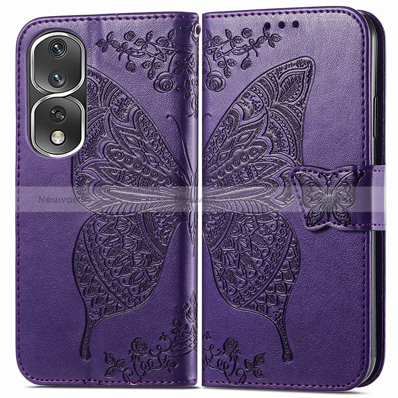 Leather Case Stands Butterfly Flip Cover Holder for Huawei Honor 80 Pro Flat 5G