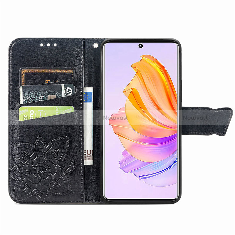 Leather Case Stands Butterfly Flip Cover Holder for Huawei Honor 80 SE 5G