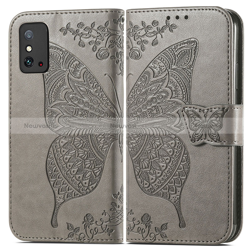 Leather Case Stands Butterfly Flip Cover Holder for Huawei Honor X10 Max 5G Gray