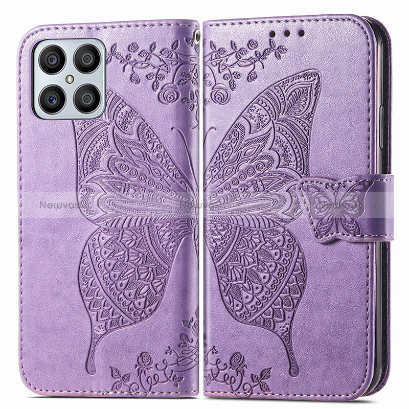 Leather Case Stands Butterfly Flip Cover Holder for Huawei Honor X8 4G