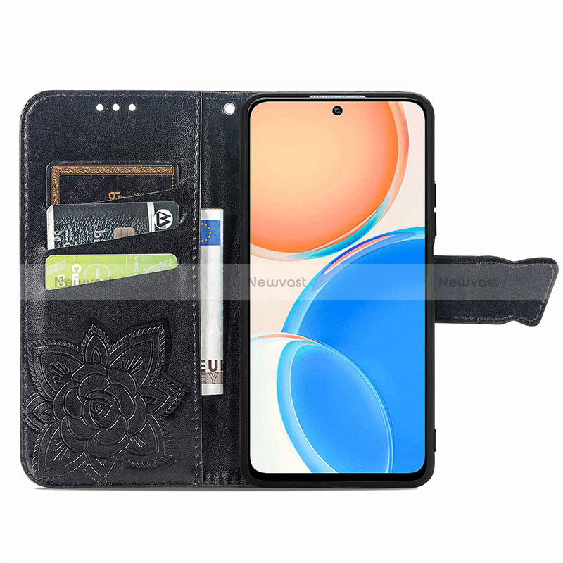 Leather Case Stands Butterfly Flip Cover Holder for Huawei Honor X8 4G