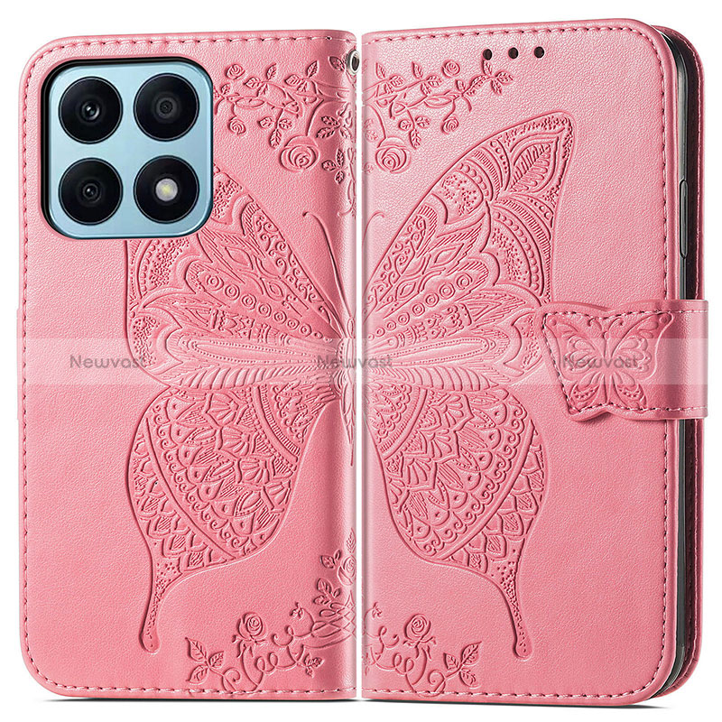 Leather Case Stands Butterfly Flip Cover Holder for Huawei Honor X8a 4G