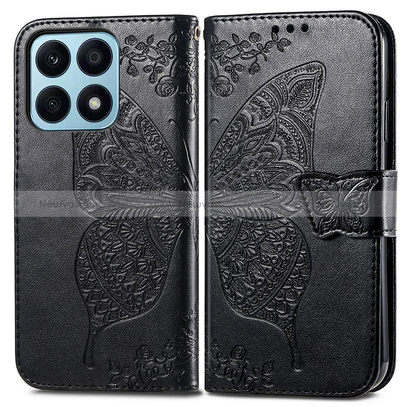 Leather Case Stands Butterfly Flip Cover Holder for Huawei Honor X8a 4G