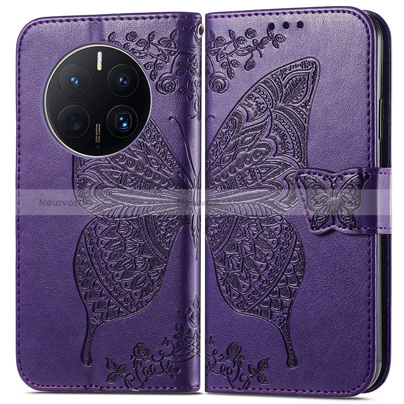 Leather Case Stands Butterfly Flip Cover Holder for Huawei Mate 50 Pro