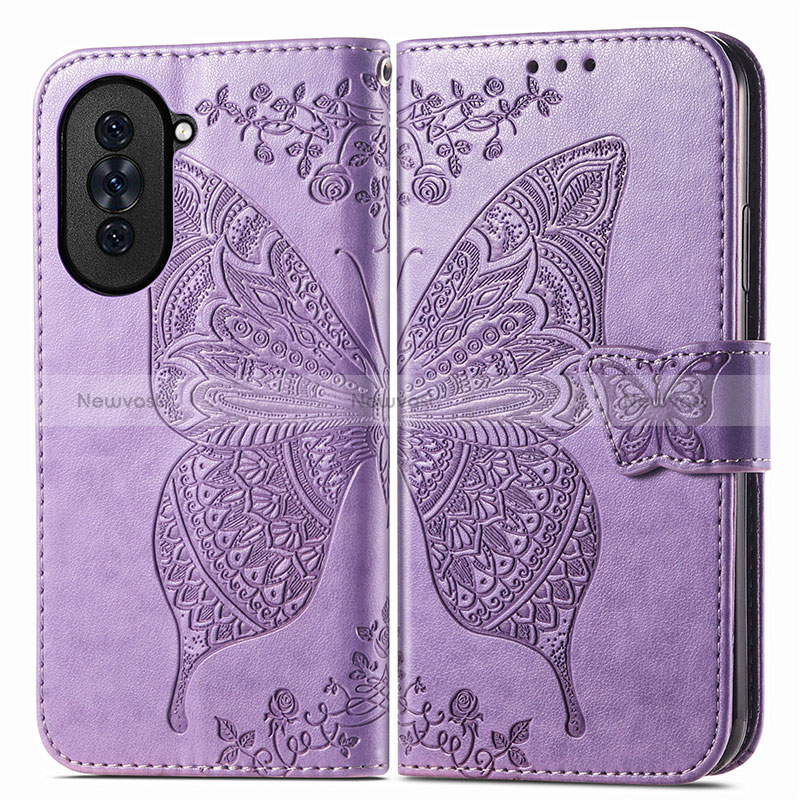 Leather Case Stands Butterfly Flip Cover Holder for Huawei Nova 10 Pro Clove Purple