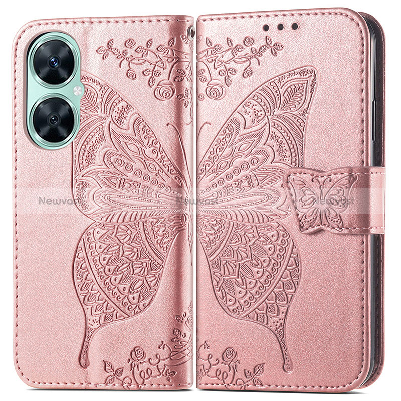 Leather Case Stands Butterfly Flip Cover Holder for Huawei Nova 11i Rose Gold