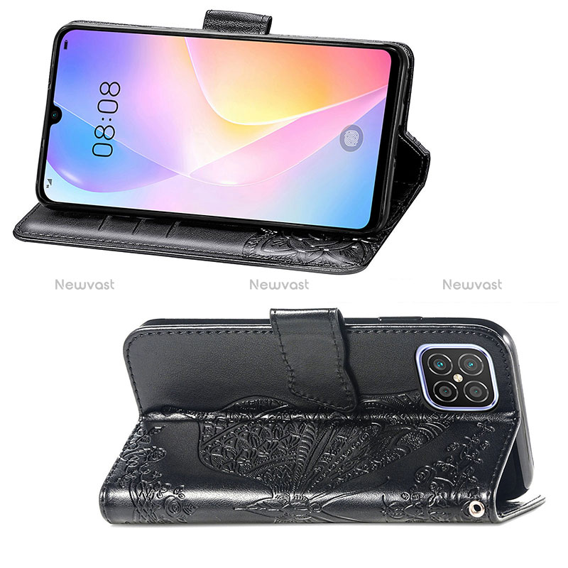 Leather Case Stands Butterfly Flip Cover Holder for Huawei Nova 8 SE 4G