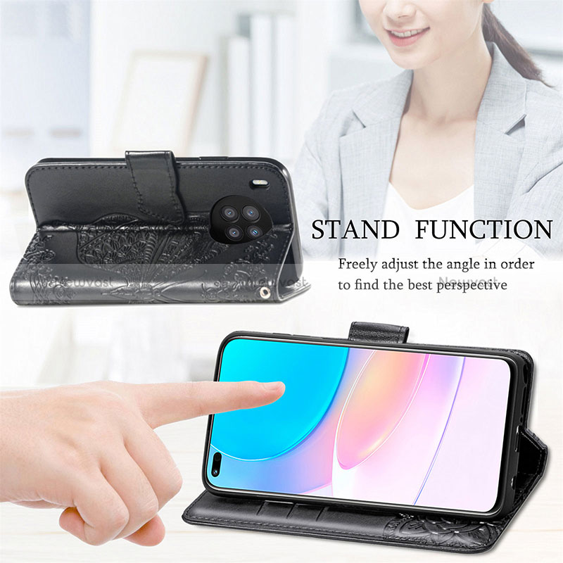 Leather Case Stands Butterfly Flip Cover Holder for Huawei Nova 8i