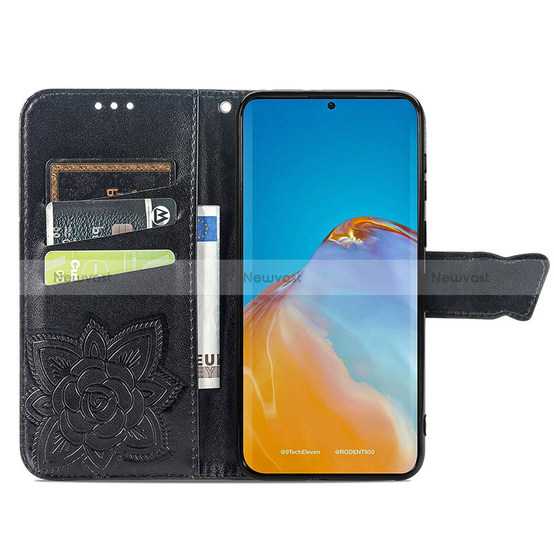 Leather Case Stands Butterfly Flip Cover Holder for Huawei P50 Pro