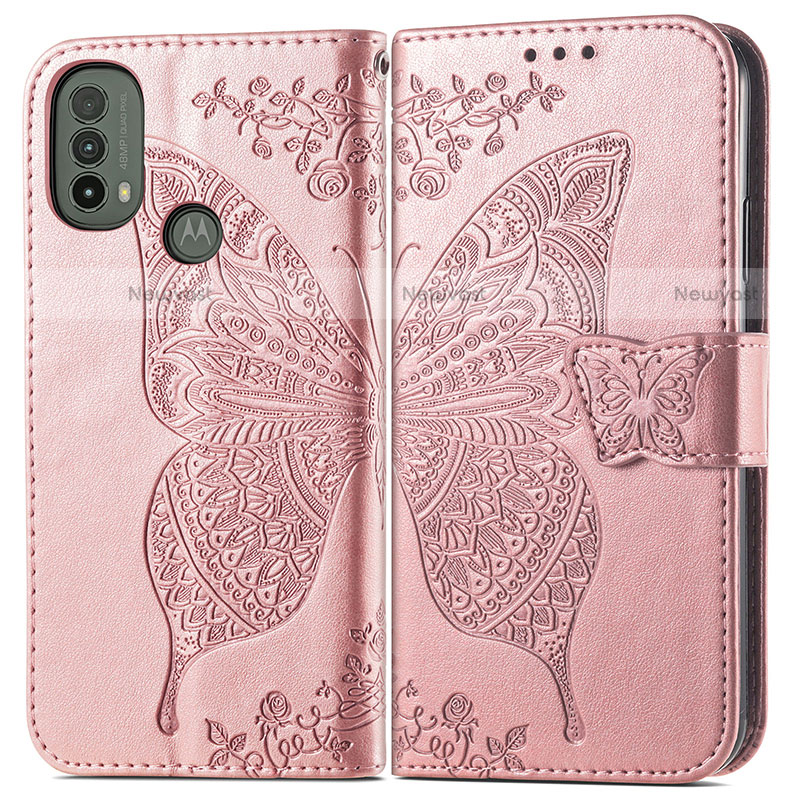 Leather Case Stands Butterfly Flip Cover Holder for Motorola Moto E20
