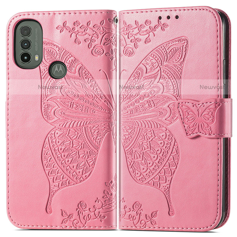 Leather Case Stands Butterfly Flip Cover Holder for Motorola Moto E20