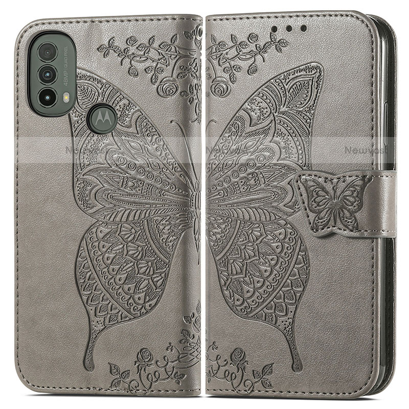 Leather Case Stands Butterfly Flip Cover Holder for Motorola Moto E30