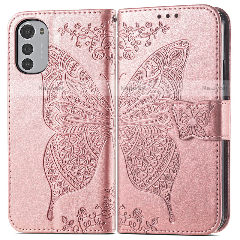 Leather Case Stands Butterfly Flip Cover Holder for Motorola Moto E32