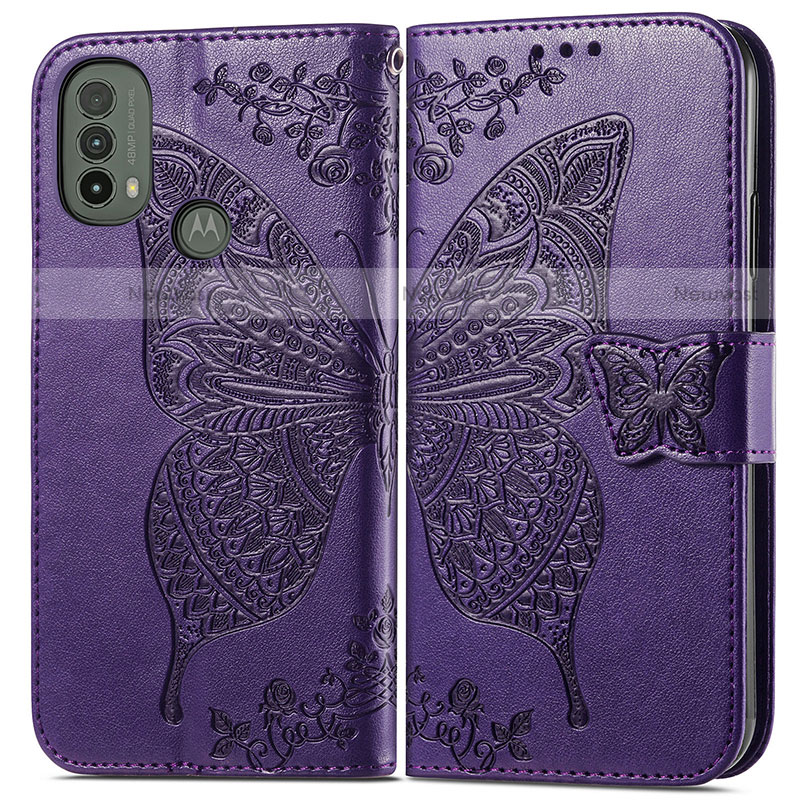 Leather Case Stands Butterfly Flip Cover Holder for Motorola Moto E40