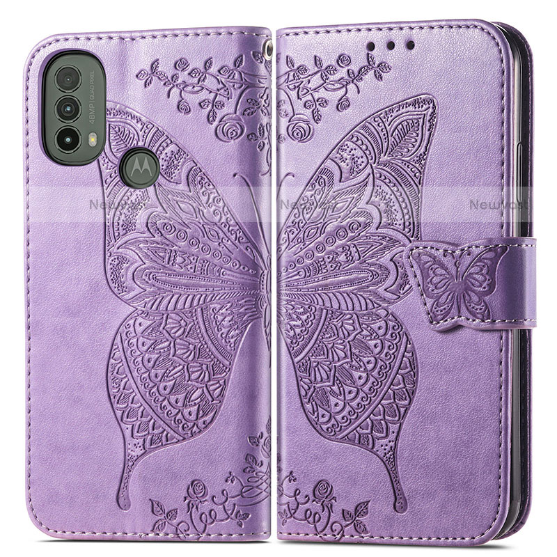 Leather Case Stands Butterfly Flip Cover Holder for Motorola Moto E40