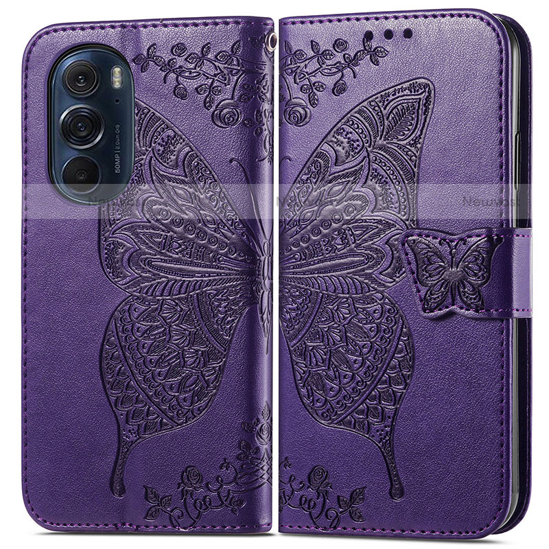 Leather Case Stands Butterfly Flip Cover Holder for Motorola Moto Edge X30 5G