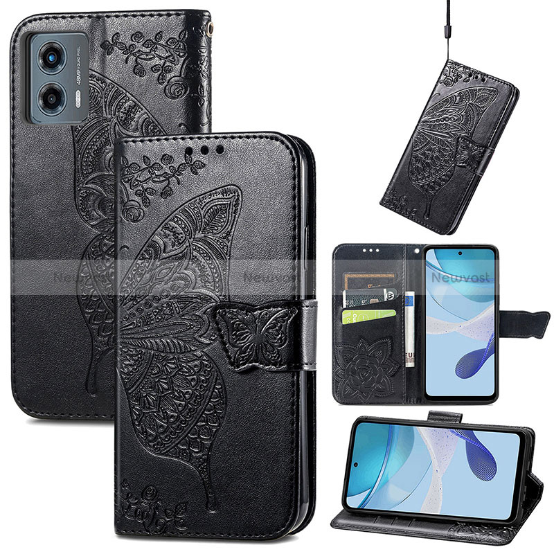 Leather Case Stands Butterfly Flip Cover Holder for Motorola Moto G 5G (2023)