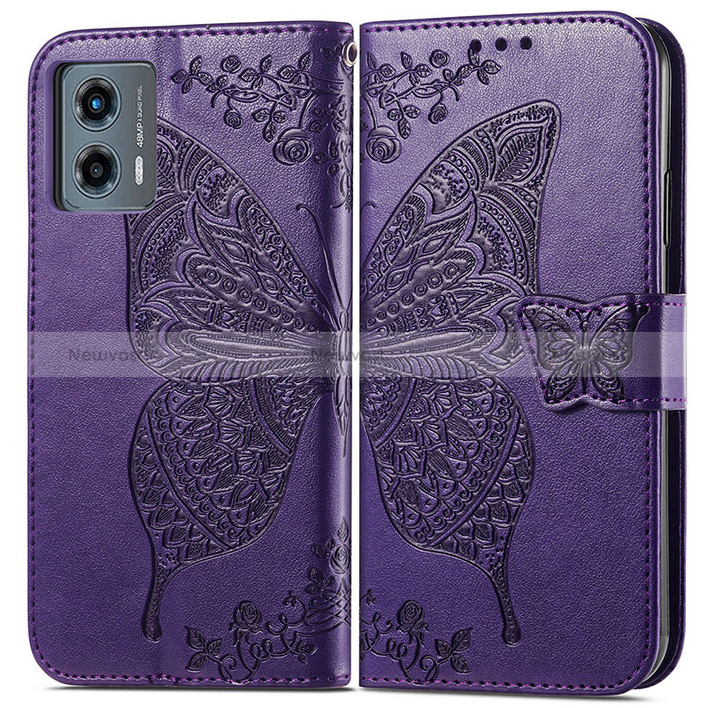 Leather Case Stands Butterfly Flip Cover Holder for Motorola Moto G 5G (2023)