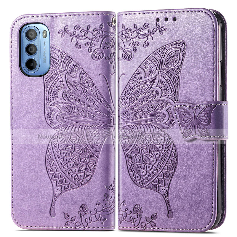 Leather Case Stands Butterfly Flip Cover Holder for Motorola Moto G41