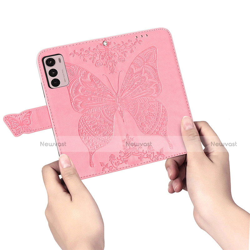 Leather Case Stands Butterfly Flip Cover Holder for Motorola Moto G42