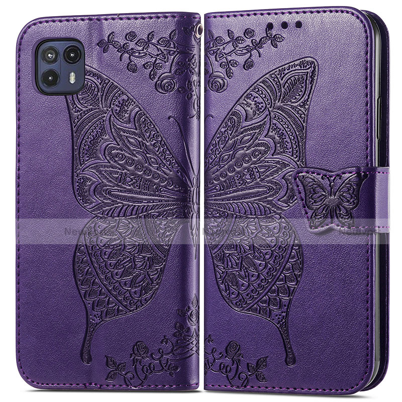 Leather Case Stands Butterfly Flip Cover Holder for Motorola Moto G50 5G