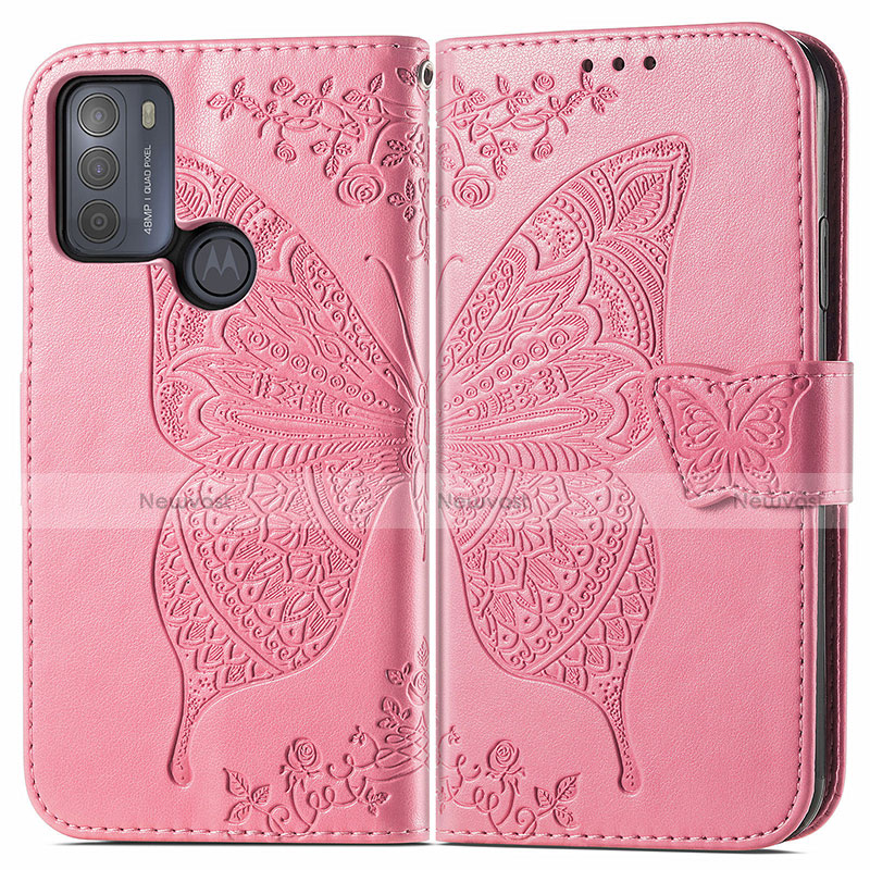 Leather Case Stands Butterfly Flip Cover Holder for Motorola Moto G50