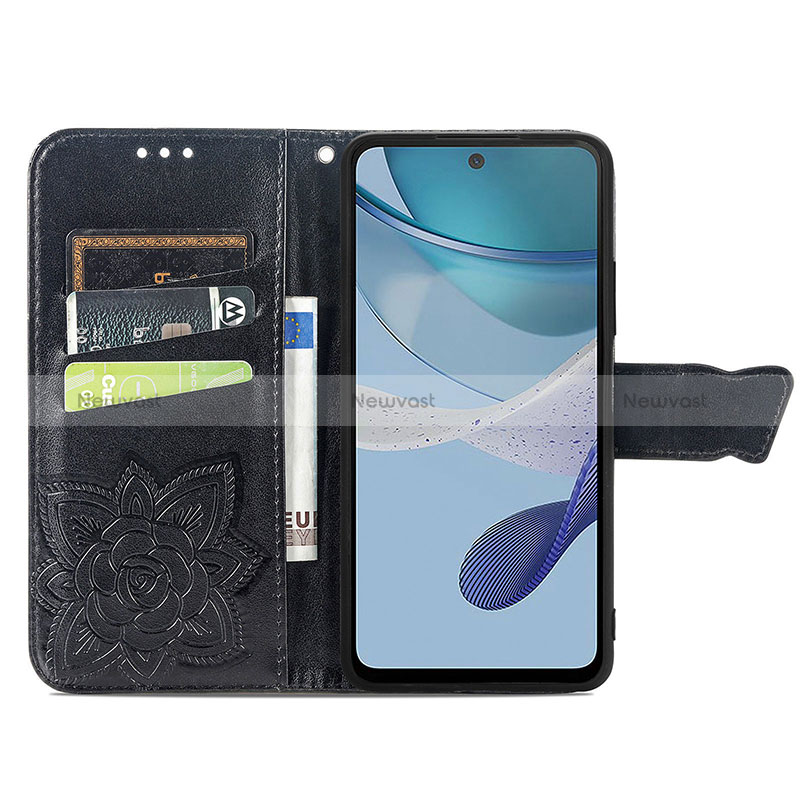 Leather Case Stands Butterfly Flip Cover Holder for Motorola Moto G53j 5G