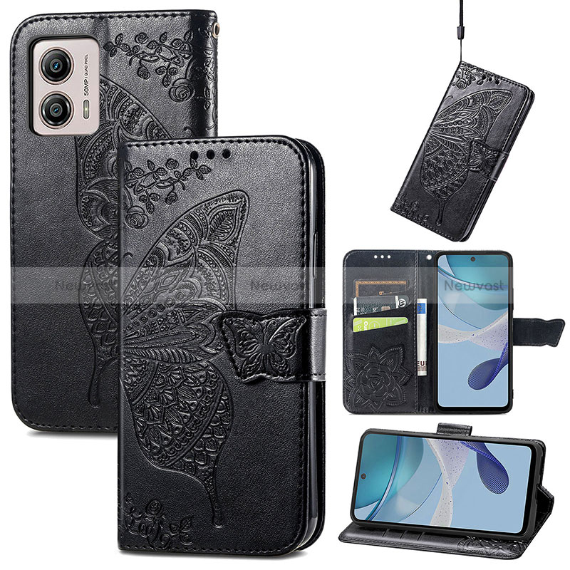 Leather Case Stands Butterfly Flip Cover Holder for Motorola Moto G53y 5G