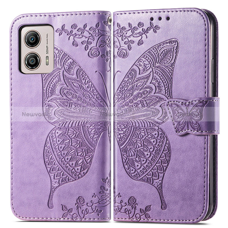 Leather Case Stands Butterfly Flip Cover Holder for Motorola Moto G53y 5G