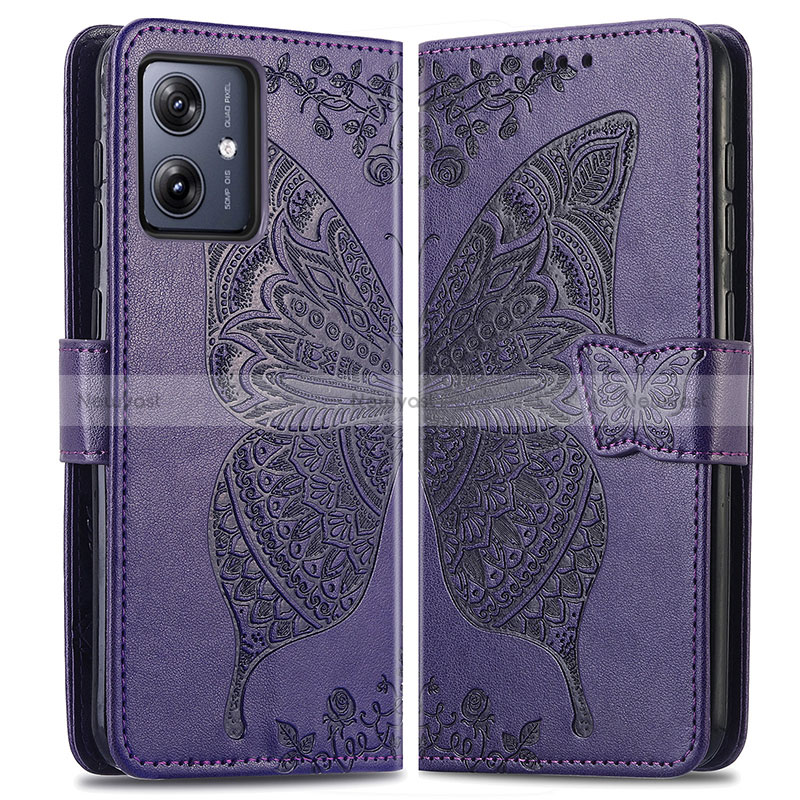 Leather Case Stands Butterfly Flip Cover Holder for Motorola Moto G54 5G