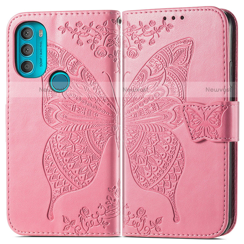 Leather Case Stands Butterfly Flip Cover Holder for Motorola Moto G71 5G