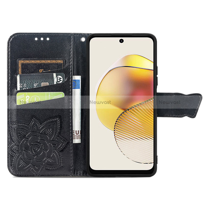 Leather Case Stands Butterfly Flip Cover Holder for Motorola Moto G73 5G