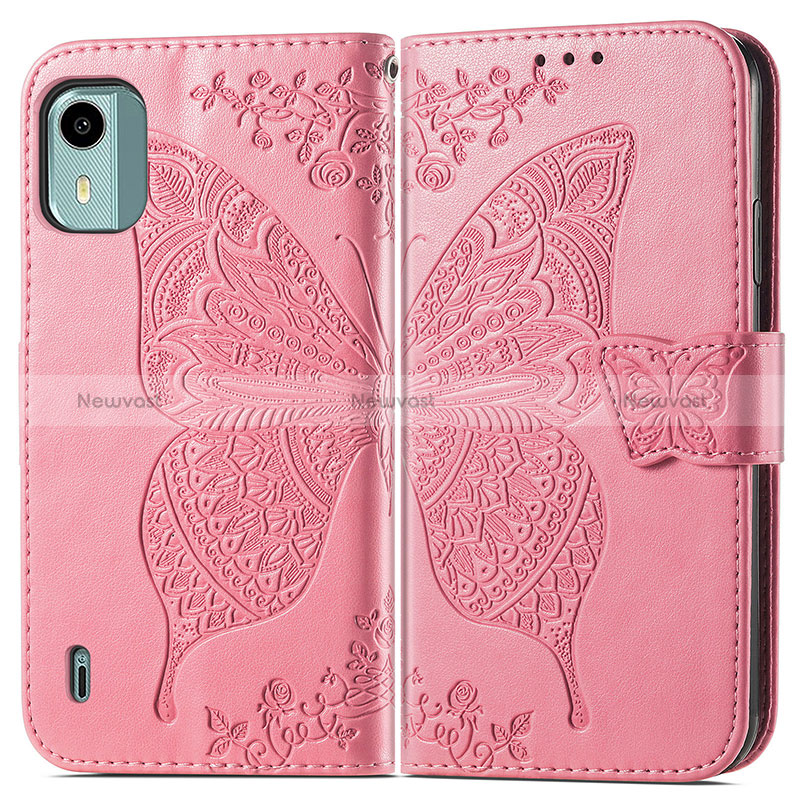 Leather Case Stands Butterfly Flip Cover Holder for Nokia C12 Plus