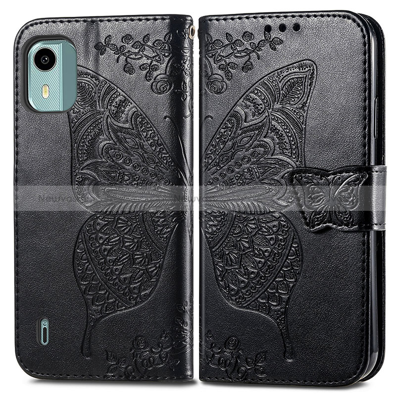 Leather Case Stands Butterfly Flip Cover Holder for Nokia C12 Plus