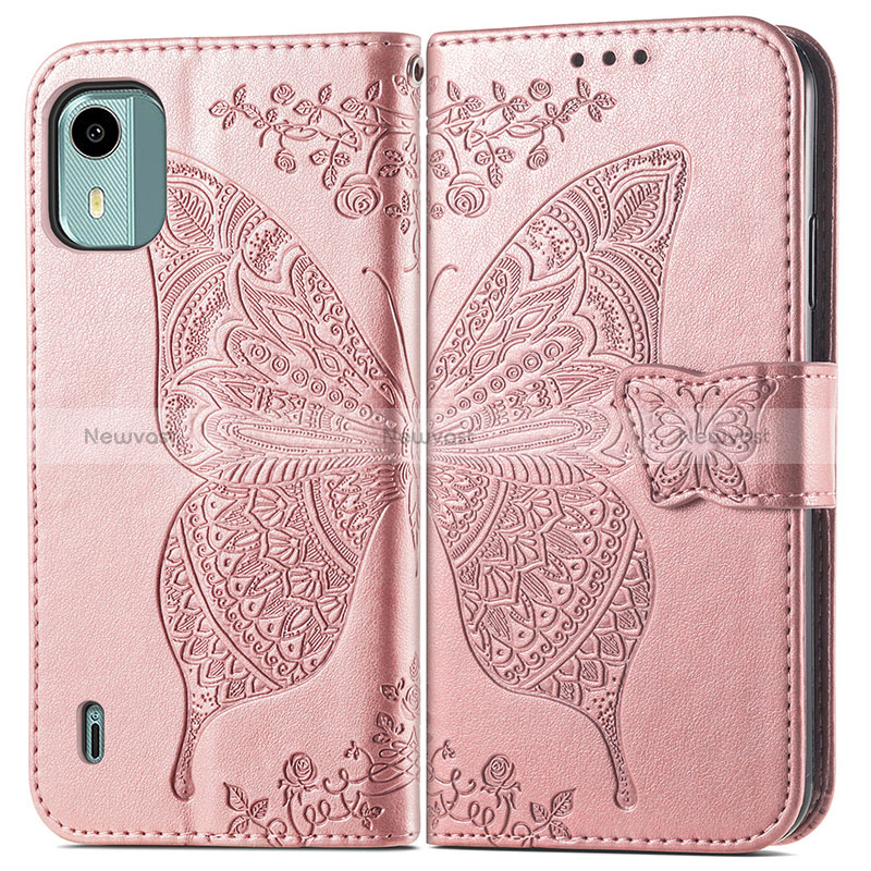 Leather Case Stands Butterfly Flip Cover Holder for Nokia C12 Plus