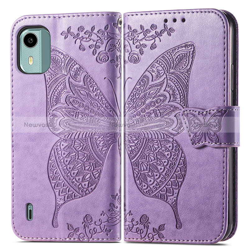 Leather Case Stands Butterfly Flip Cover Holder for Nokia C12 Plus