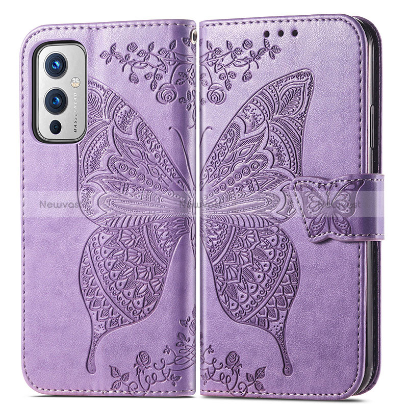 Leather Case Stands Butterfly Flip Cover Holder for OnePlus 9 5G