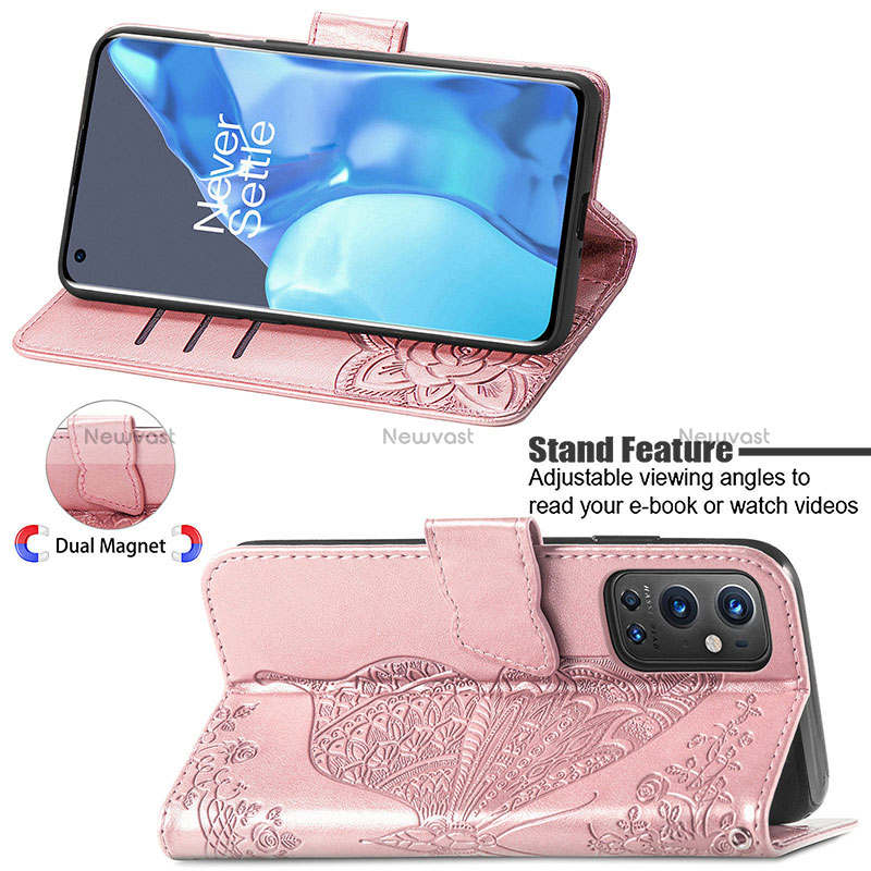 Leather Case Stands Butterfly Flip Cover Holder for OnePlus 9 Pro 5G