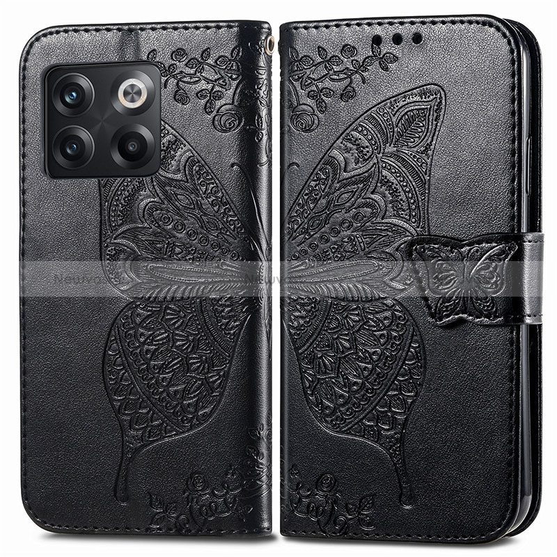 Leather Case Stands Butterfly Flip Cover Holder for OnePlus Ace Pro 5G Black