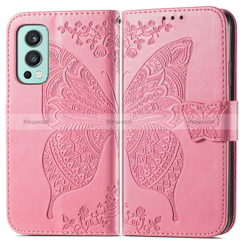 Leather Case Stands Butterfly Flip Cover Holder for OnePlus Nord 2 5G