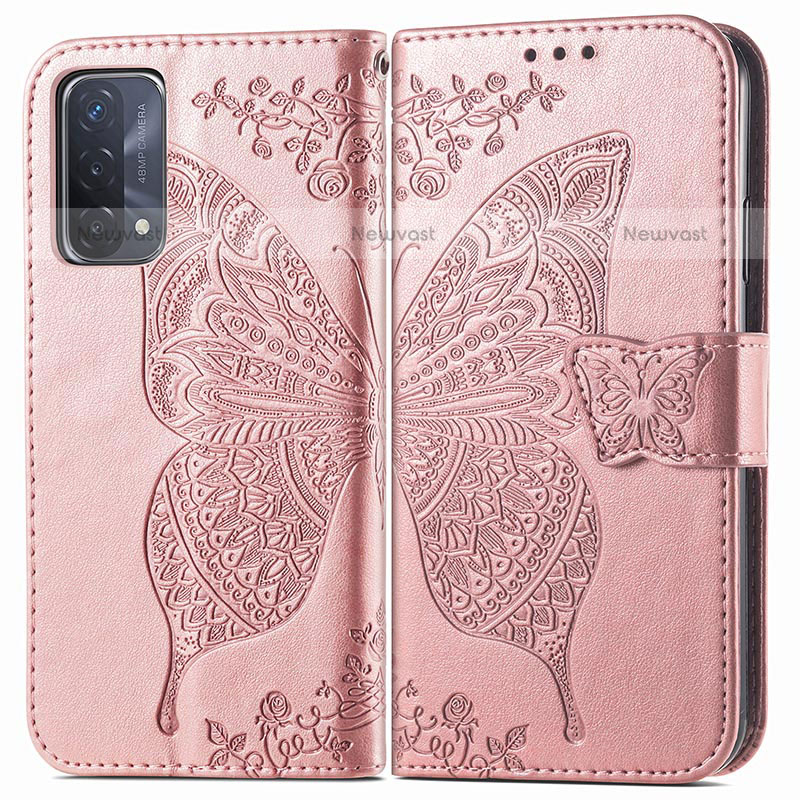 Leather Case Stands Butterfly Flip Cover Holder for OnePlus Nord N200 5G