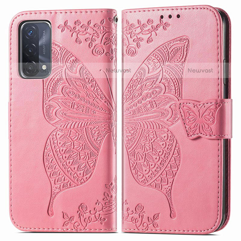 Leather Case Stands Butterfly Flip Cover Holder for OnePlus Nord N200 5G