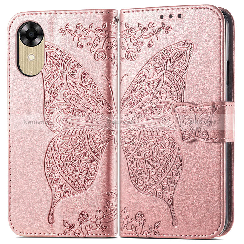 Leather Case Stands Butterfly Flip Cover Holder for Oppo A17K